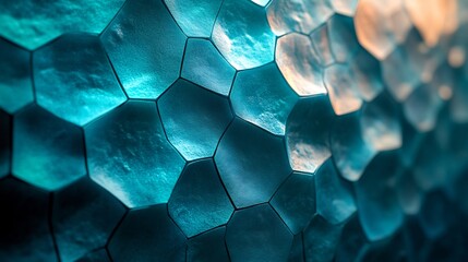 Futuristic teal tech wall with organic interlocking patterns and a satin finish giving off a modern and calming vibe ideal for innovative home interiors
