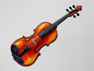 Fototapeta premium Violin hand drawn painted painting illustration on plain white background