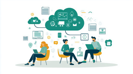 A Business Communication Themed Picture: Digitalization, Cybersecurity, Cloud Computing, Web Service, SAAS, IT