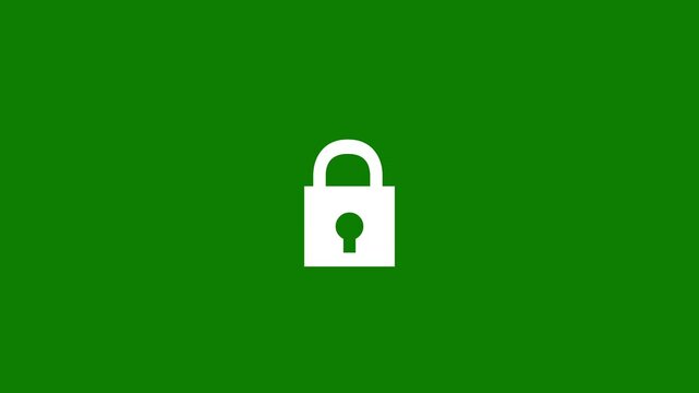lock open and close animation on green screen