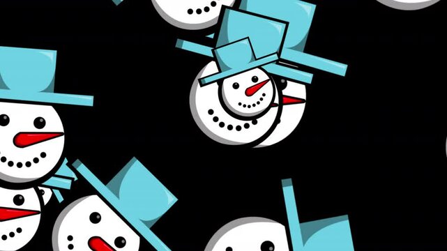 Seamless animation of illustration of icemen falling with alpha channel