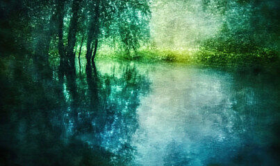 Abstract Nature Blur in Soothing Green and Blue Hues