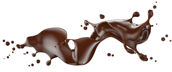 chocolate splash isolated on a white background. 3d render