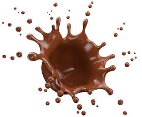 chocolate splash isolated on a white background. 3d render