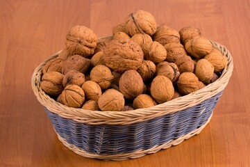 nuts in a wooden basket