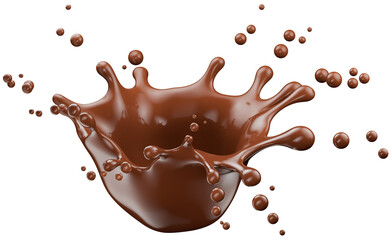 chocolate splash isolated on a white background. 3d render