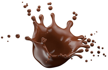 chocolate splash isolated on a white background. 3d render