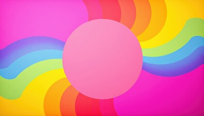 Fototapeta premium Vibrant Abstract Harmony A mesmerizing composition featuring a central pink circle surrounded by a burst of colors, evoking a sense of joy and creativity in a captivating visual experience.