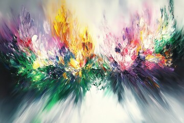 Fototapeta premium Vibrant abstract artwork featuring dynamic splashes of color and fluid motion, evoking emotional depth and artistic expression.