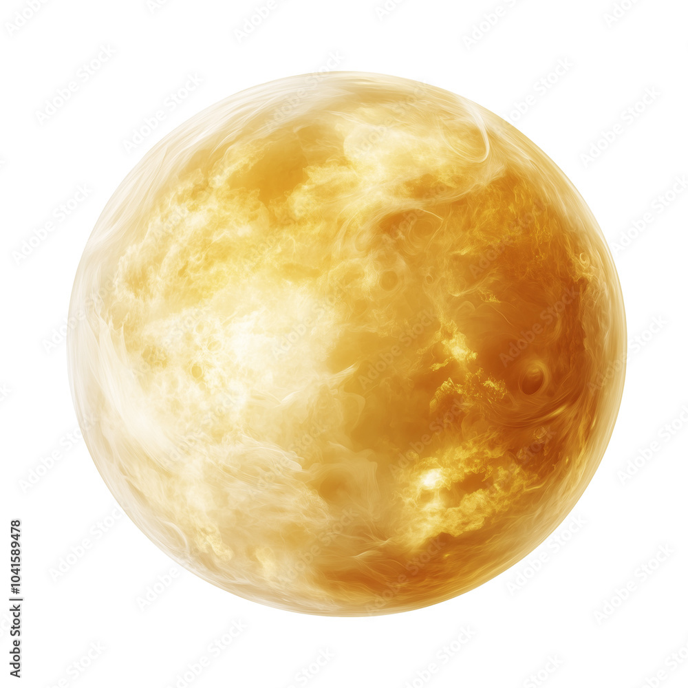 Wall mural venus soft yellow planet with thick clouds swirling around it isolated on transparent background