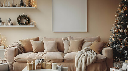 Cozy Christmas Living Room Decor with Neutral Colors