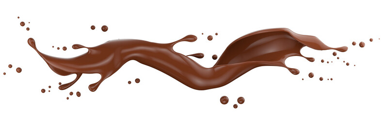 chocolate splash isolated on a white background. 3d render
