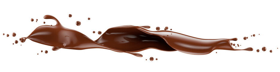 chocolate splash isolated on a white background. 3d render