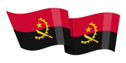 Vector illustration of wavy Angola flag on transparent background