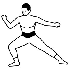 Martial Arts Movement Sketch Vector.