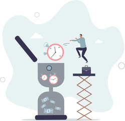 Time is money, long term investment return, retirement pension fund concept,flat design with people.