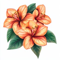 Obraz premium orange and pink flowers with green leaves