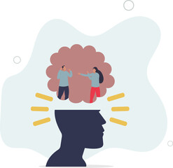 People brainstorming for big idea and business solution, teamwork or collaboration discuss creative thinking concept,.flat design with people.