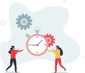 Efficiency or productivity, manage resources and time to optimize best work result,flat design with people.