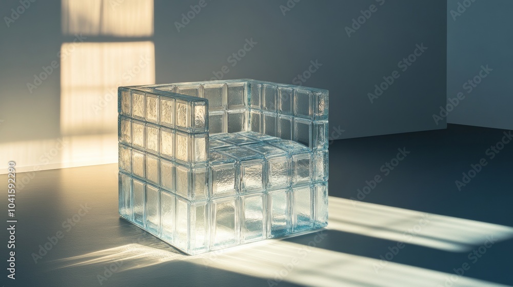 Poster sunlight is streaming through a nearby window casting a warm glow and long shadows in this modern an
