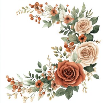 Dusty Rose Rust Cream Sage Green Flower Corner Spray