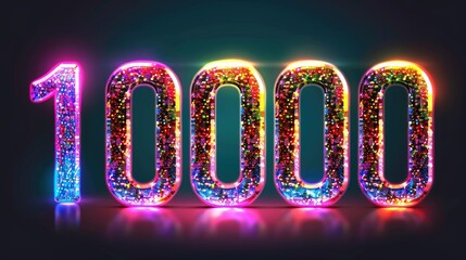 number ten thousand glowing neon sign illustration