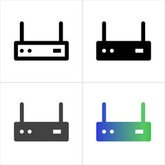 Router icon set vector illustration with 4 style