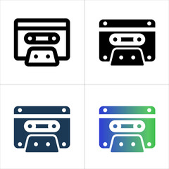 Tape Recorder icon set vector illustration with 4 style