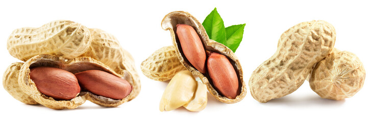 set of peanuts isolated on a white background
