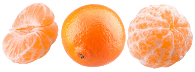 set of tangerines isolated on a white background