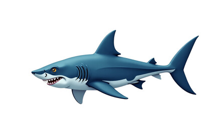 Obraz premium Cartoon Shark Character Full Body Illustration On White Background isolated