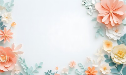 Obraz premium A_background_with_The_border_is_made_of_flowers.generation AI