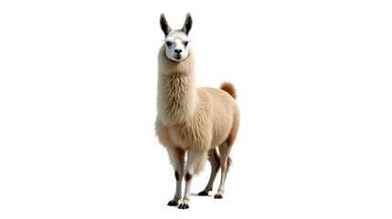 Obraz premium Llama Portrait Realistic Style Bright White Background isolated