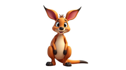 Kangaroo Cartoon Character Full Body Illustration Transparent Background isolated