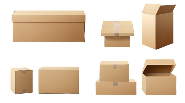 Cardboard box isolated on a white background, perfect for storage or shipping
