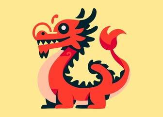 Illustration with a dragon. Chinese new year. Celebration. Isolated dragon on a yellow background.