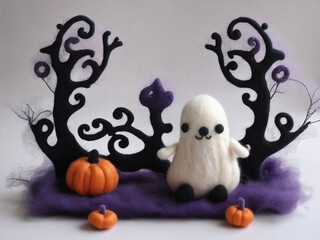 Obraz premium Halloween ghost made of yarn