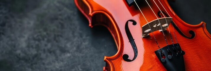 Fototapeta premium Closeup of a violin, showing the intricate details of the instrument.