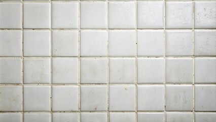 Background of white tiles with dirty grouting