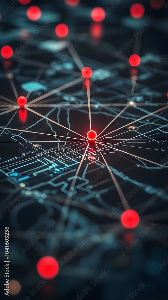 Poster interconnected digital map with detected fraud hotspot for geographic analysis and fraud detection c