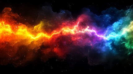 Fototapeta premium Abstract Colorful Energy Stream with Stars in Space