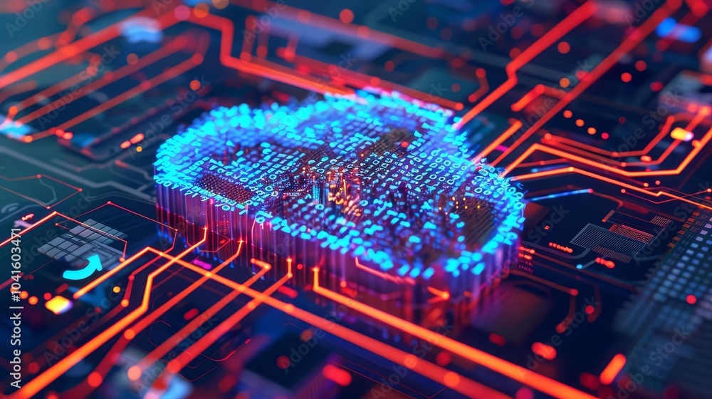 Aufkleber abstract digital cloud computing concept on a circuit board.