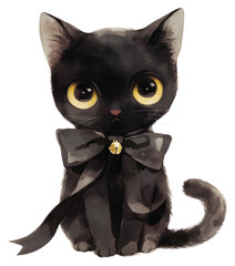 PNG Black coquette cat illustration style pet.
