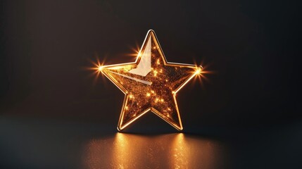 Glowing five-pointed star icon with a golden glow