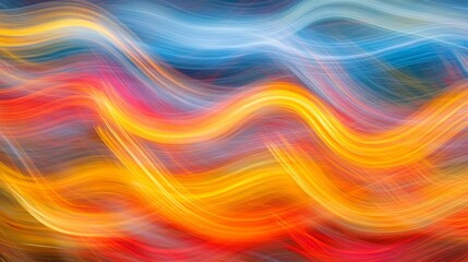 Fototapeta premium Abstract Swirling Light Streaks in Blue Yellow and Red Colors