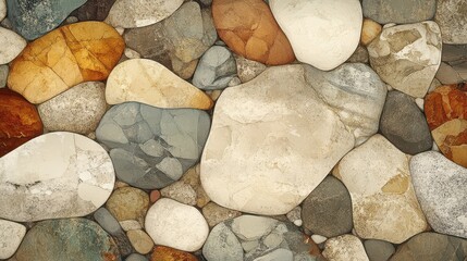 A background featuring earthy textures and shapes inspired by stones and soil in muted colors. 