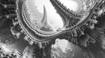 Fototapeta premium Abstract grayscale fractal background with a faded edge effect