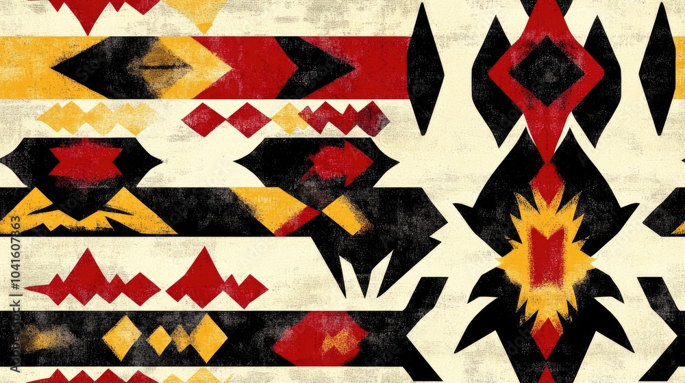 Poster seamless aztec pattern bohemian ornament fashion navajo repeat design decorative tile elements hand 