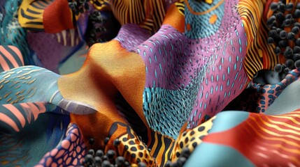 Digital designs of abstract textile garments