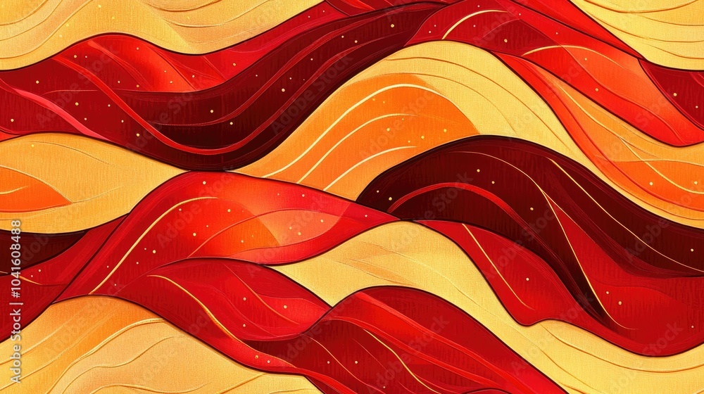 Poster curved wave design with a red background